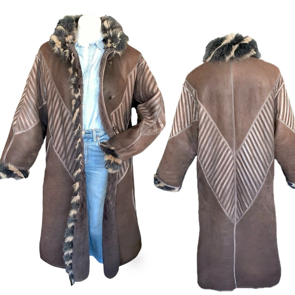 l u x e :: Vintage Christ Long Leather Fur Shearling Coat